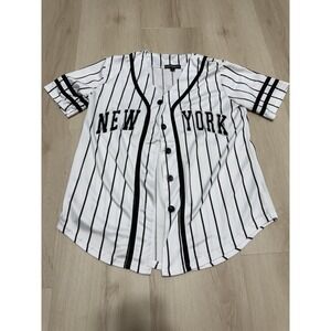 Harper Ivy New York Baseball Jersey Top White Black Pinstripe Size Women's Small